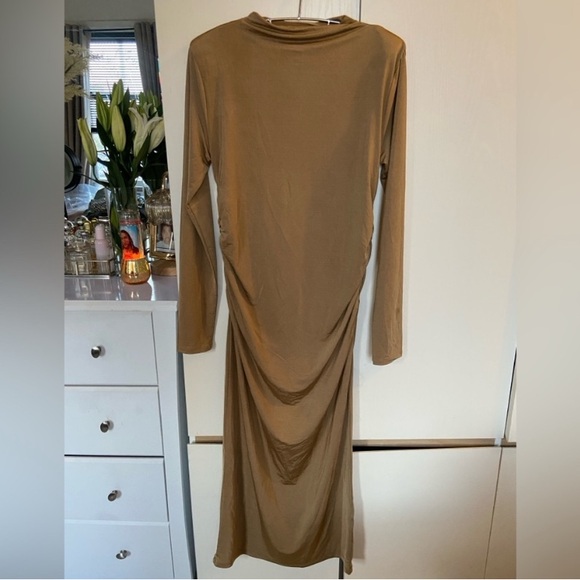 H&M Tan Mock Neck Long Sleeve Sheath Dress - Picture 4 of 4